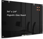 2x3 Feet Black Magnetic Glass Board With Installation Service