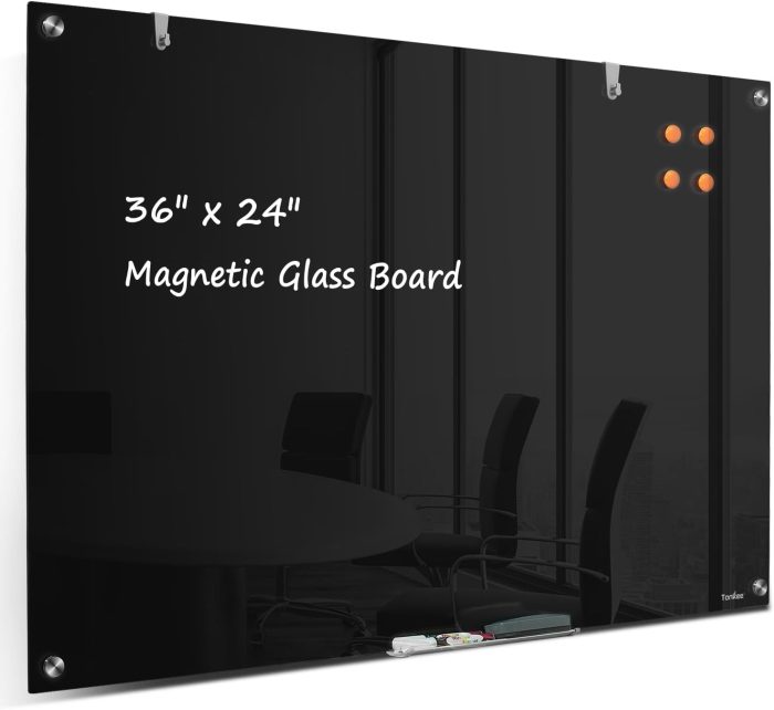 2x3 Feet Black Magnetic Glass Board With Installation Service