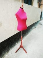 Pink soft body wooden burnished stand half body mannequin